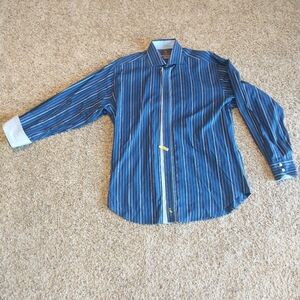 Tailor Byrd Button Down Shirt Men's Size L Flip Cuff Long Sleeve Cotton